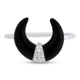 0.04ct Diamond and 1.70ct Onyx 14k White Gold Crescent Ring